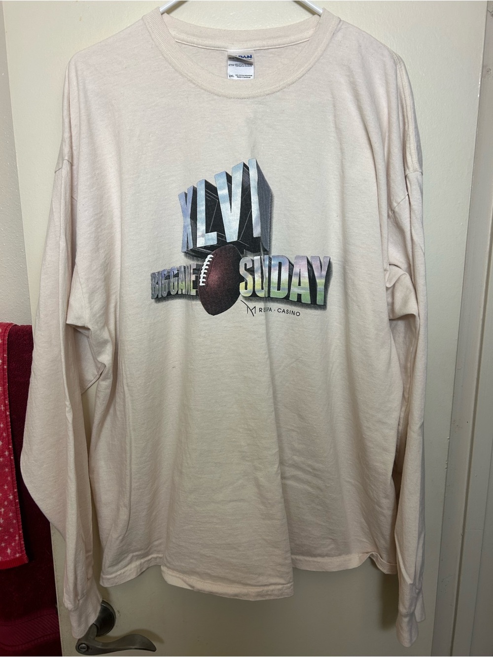 Super Bowl XLVI Big Game Sunday M Resort Spa Casino Long Sleeve Shirt Size 2XL